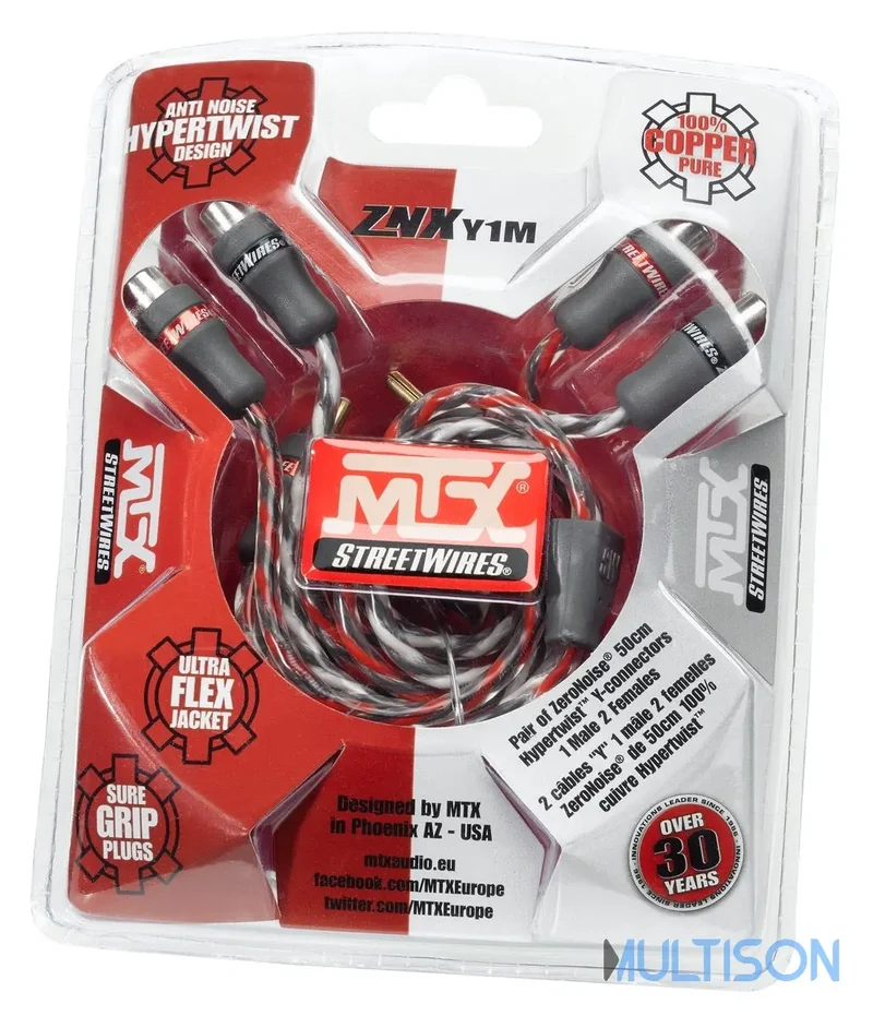 MTX ZNXY1M – Câble RCA "Y" 50 cm 1 mâle vers 2 femelles