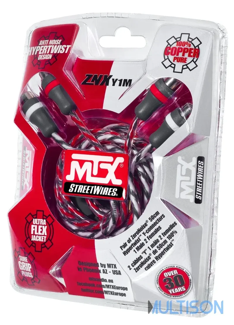 MTX ZNXY1M – Câble RCA "Y" 50 cm 1 mâle vers 2 femelles