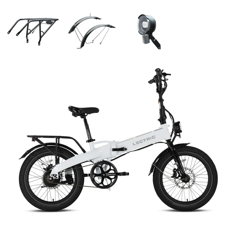 XP Lite2 Arctic White Long-Range + FREE Rear Rack, Fenders, Elite Headlight, Suspension Seat Post ($496 Value) [CA]