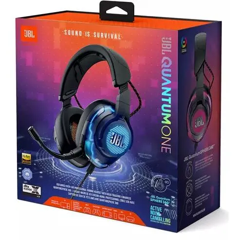 Casque gaming professionnel PC filaire USB, JBL Quantum One - Noir