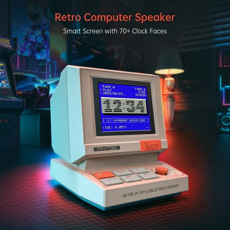 Divoom MiniToo Retro Pixel Bluetooth Speaker with DIY LED Display