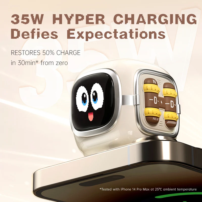 Divoom Dipow 35W GaN Fast Charger with Pixel Display