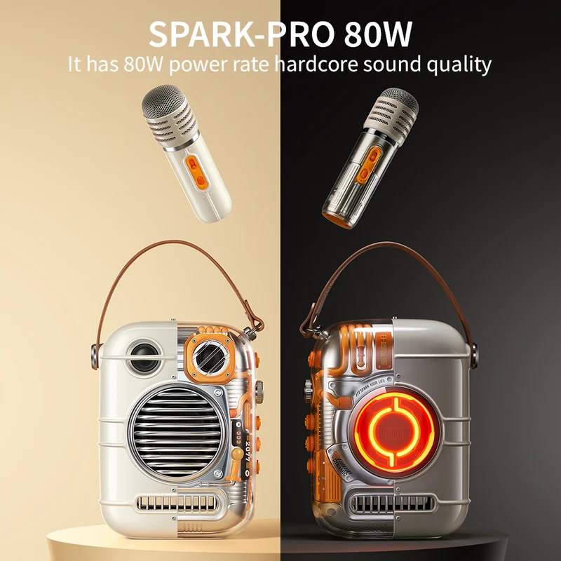 Divoom Spark-Pro Portable Bluetooth Karaoke Speaker with Dual Wireless Microphones