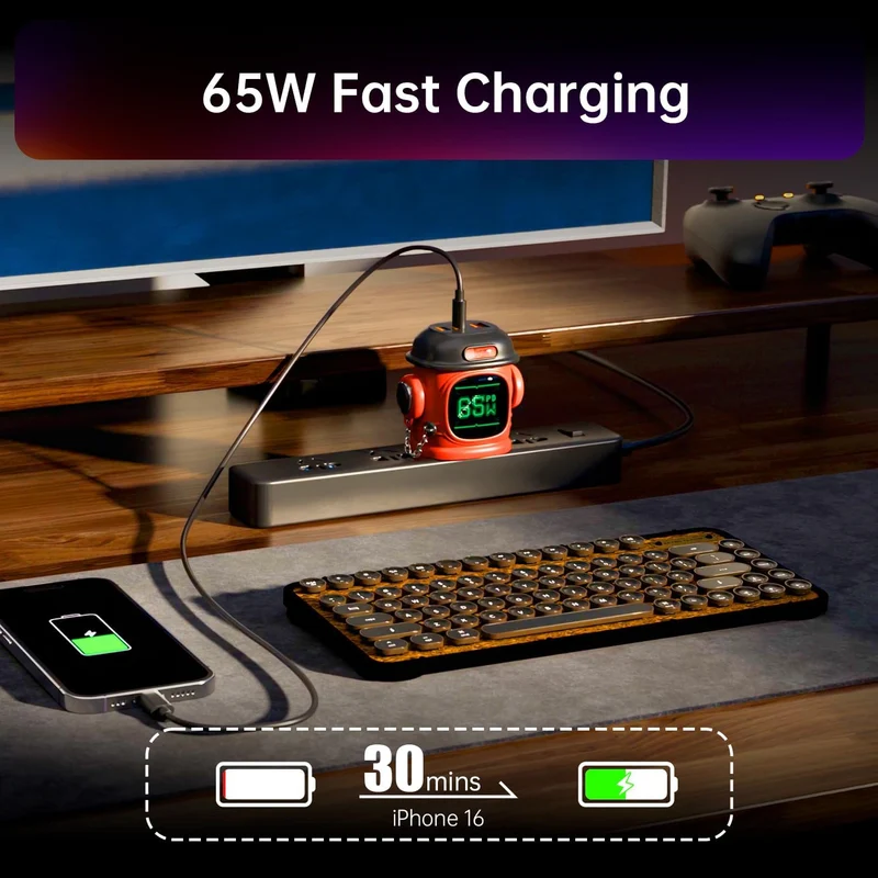 Divoom Dipow-65W Multi-Socket Fast Charger with Pixel Display