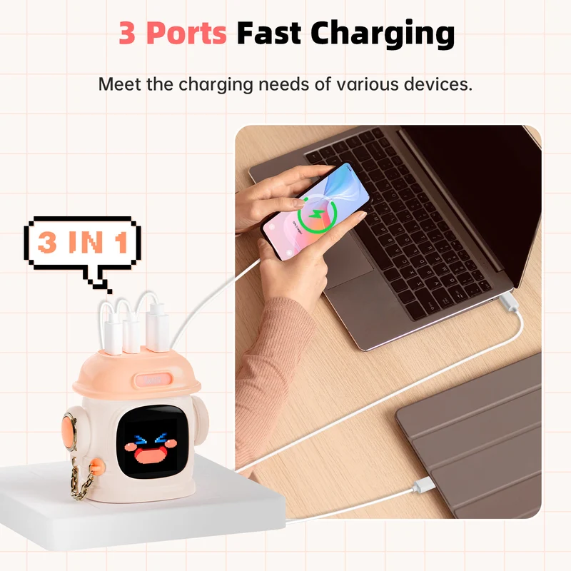 Divoom Dipow-65W Multi-Socket Fast Charger with Pixel Display