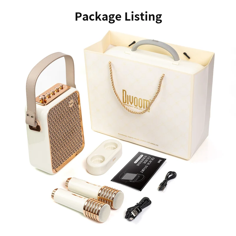 Divoom Songbird-HQ Portable Karaoke Bluetooth Speaker with Dual Wireless Microphones