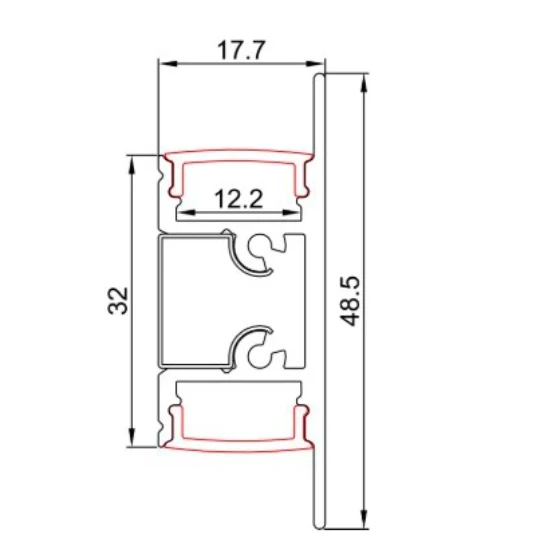 Profilé d'aluminium noir avec diffuseur NTALB-50WM pour Ruban DEL lumineux 2 mètres