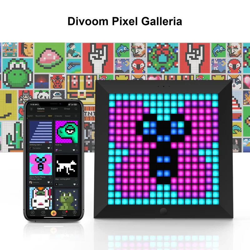 Divoom Pixoo 16x16 Pixel Art LED Display for Gaming Room Decor