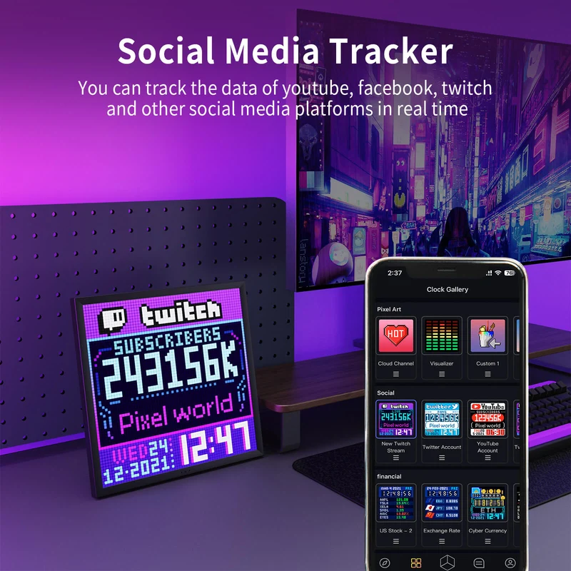 Divoom Pixoo-64Ⅱ WiFi 64x64 Pixel Art LED Display & Social Media Counter