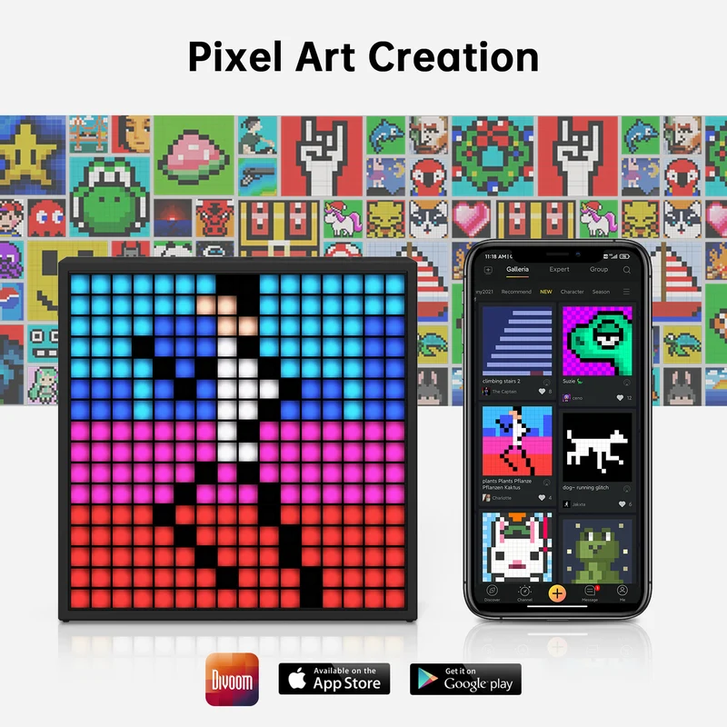 Divoom Timebox-Evo Pixel Art Bluetooth Speaker with 16x16 DIY LED Display