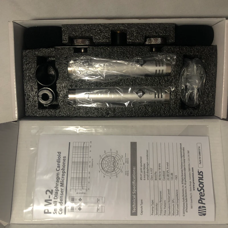 PreSonus PM-2 Stereo Pair of Small-Diaphragm Cardioid Condenser Microphones