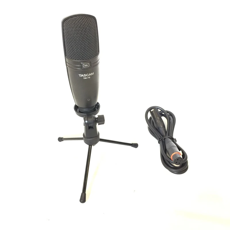 Tascam TM78 Condenser Microphone w/ Tabletop Mic Stand & Microphone Cable #2624 - DEMO
