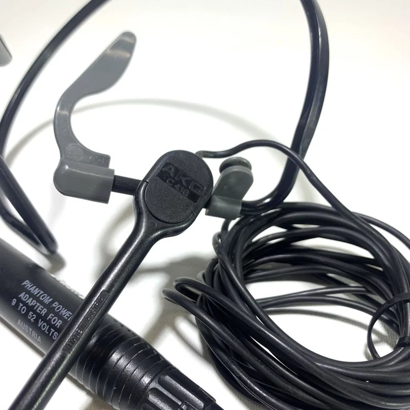 AKG C410 Headset Type Miniature Condenser Microphone w/ Phantom Power Module Adapter #2002 - USED