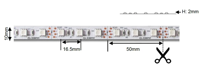 Ruban lumineux DEL NTRGB300 flexible haute intensité RGB. 24Vdc, 72w. 5 Mètres