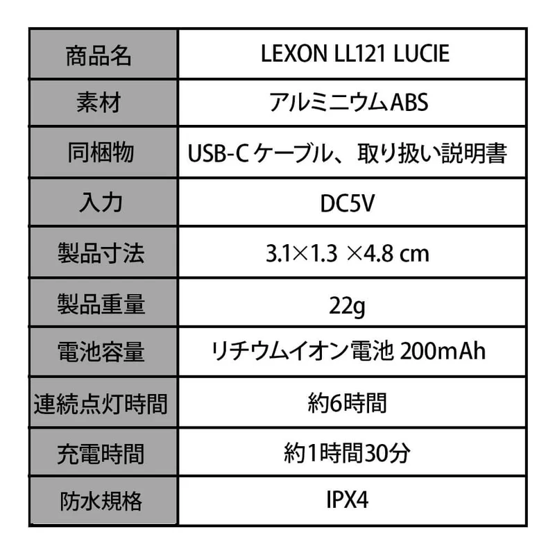 LEXON (レクソン) LUCIE ウェアラブルLEDクリップ 最大12時間使用 点灯または点滅 耐雨性IPX4 約1.5メートルまで視認可能