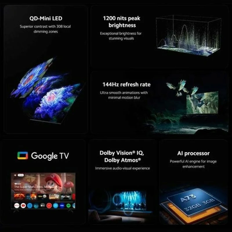 Téléviseur intelligent Xiaomi MINILED 2025 LED 4K Ultra HD 75"