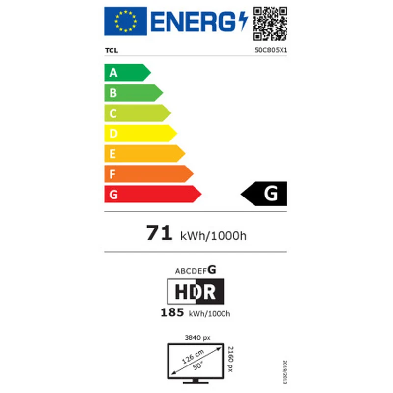 Téléviseur intelligent TCL 50C805 4K Ultra HD 50" QLED