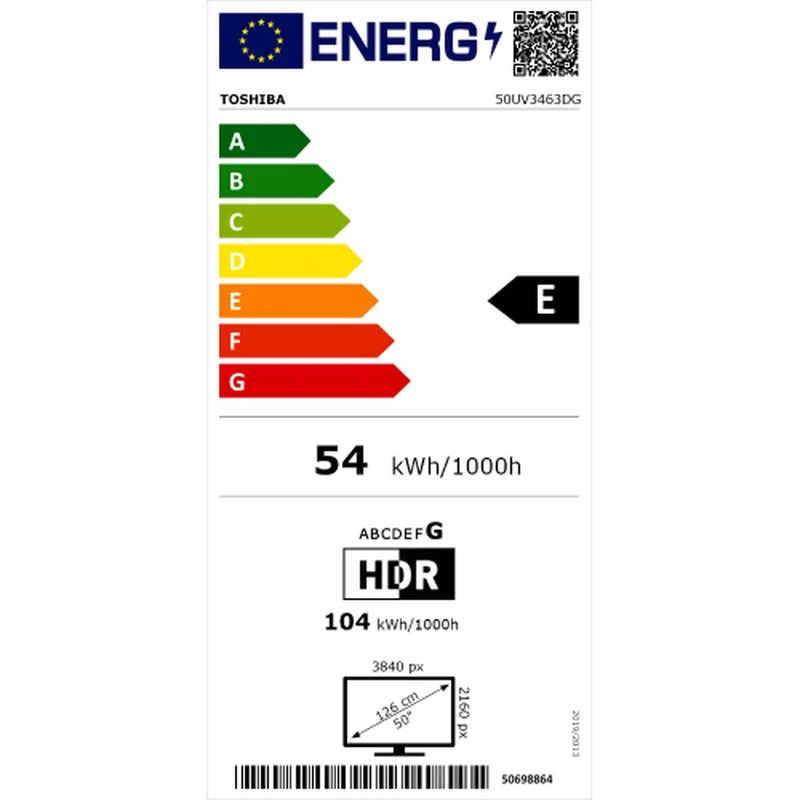 Téléviseur intelligent Toshiba 50UV3463DG 4K Ultra HD 50" D-LED
