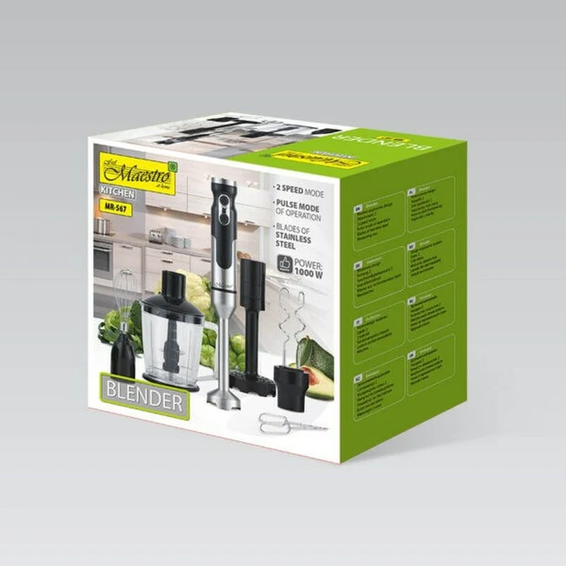 Mixeur plongeant Feel Maestro MR-567 Noir Argent 1000 W