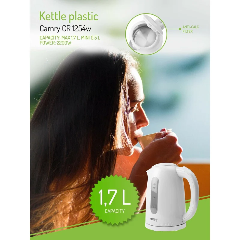 Bouilloire Adler CR 1254W Plastique Blanc 2200 W 1,7 L
