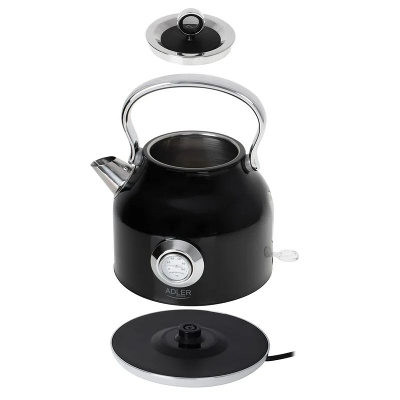 Bouilloire Adler AD 1346b Noir Argent Acier inoxydable 1850-2200 W 1,7 L