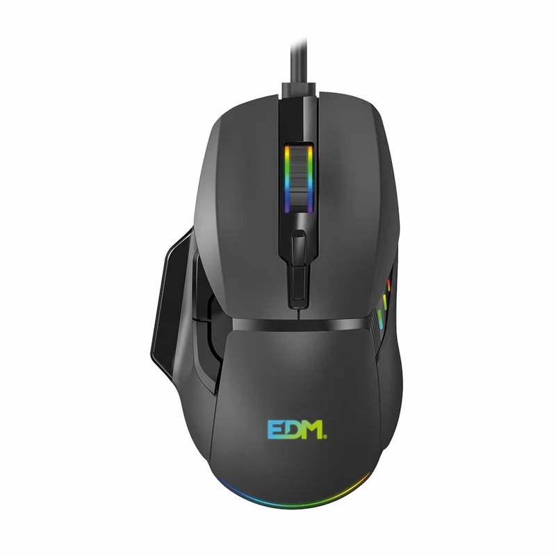 Souris de jeu LED EDM 07753 pour joueurs Noir 7200 dpi