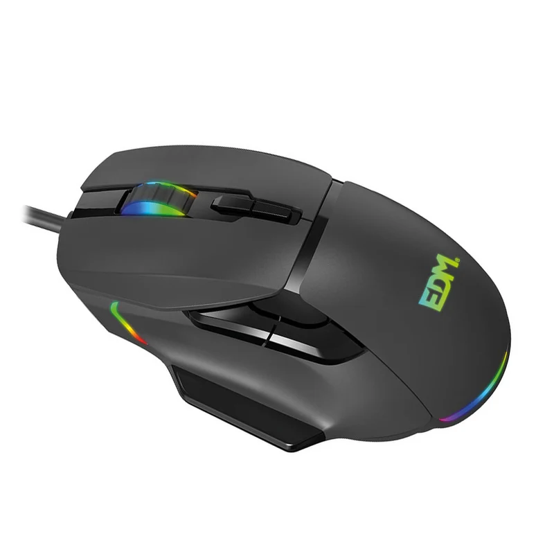 Souris de jeu LED EDM 07753 pour joueurs Noir 7200 dpi