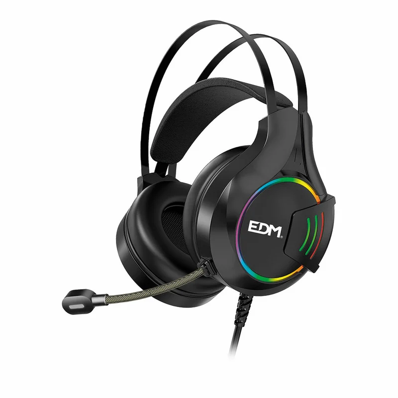 Casque de jeu avec microphone EDM 07752 pour joueurs Noir