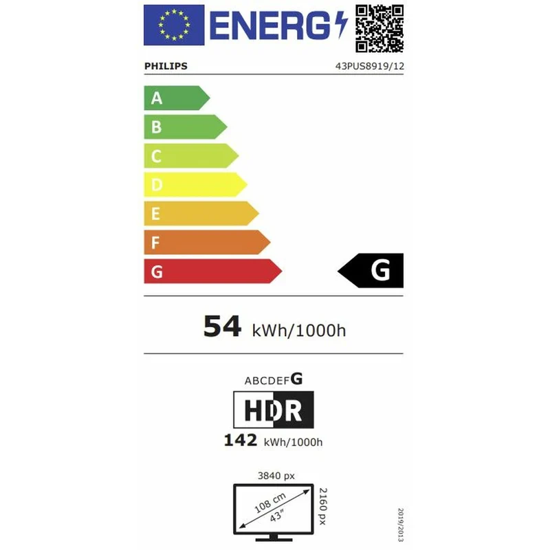 Téléviseur intelligent Philips 43PUS8919/12 43" 4K Ultra HD LED