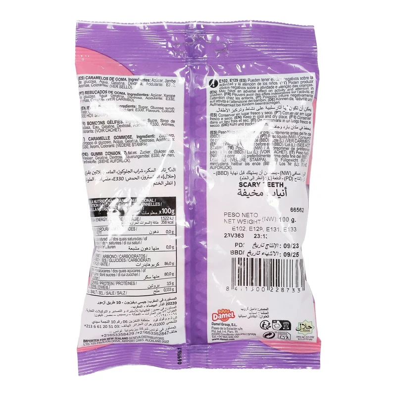 Sachet de bonbons scary teeth