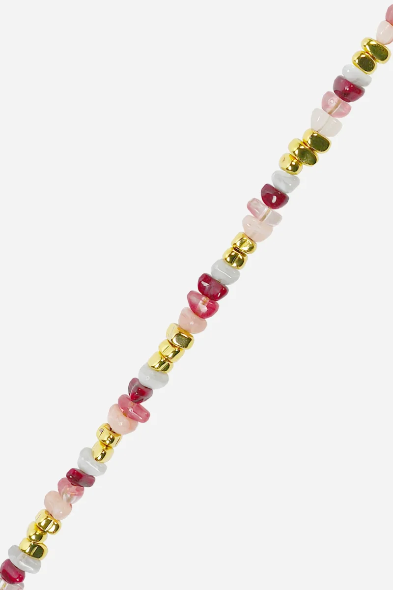 Chaîne de téléphone Liviya - Perles bordeaux et rose