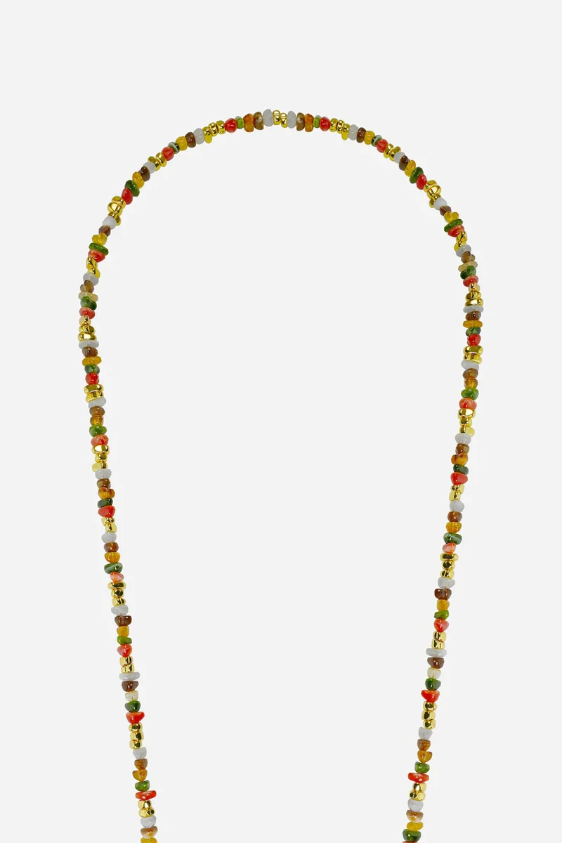 Chaîne de téléphone Liviya - Perles Kaki et orange