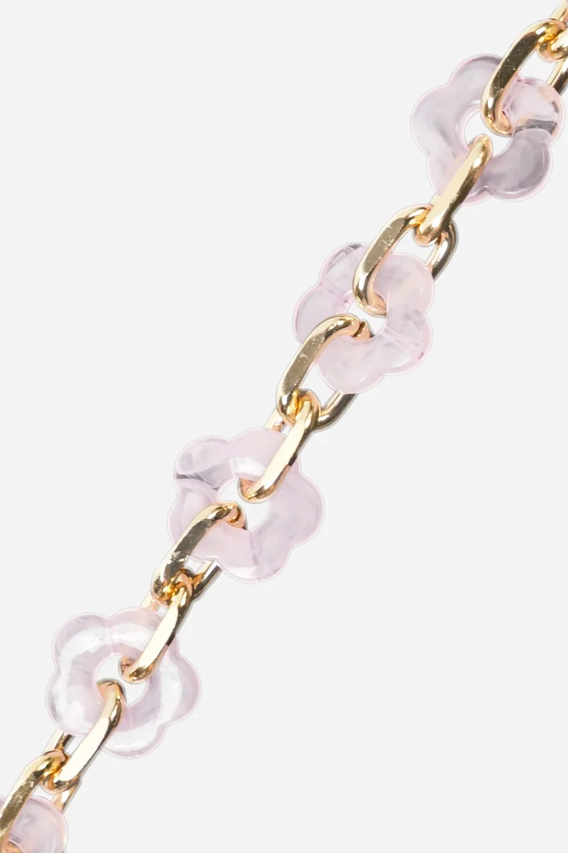 Chaîne de téléphone Cassy - Fleurs écaille rose