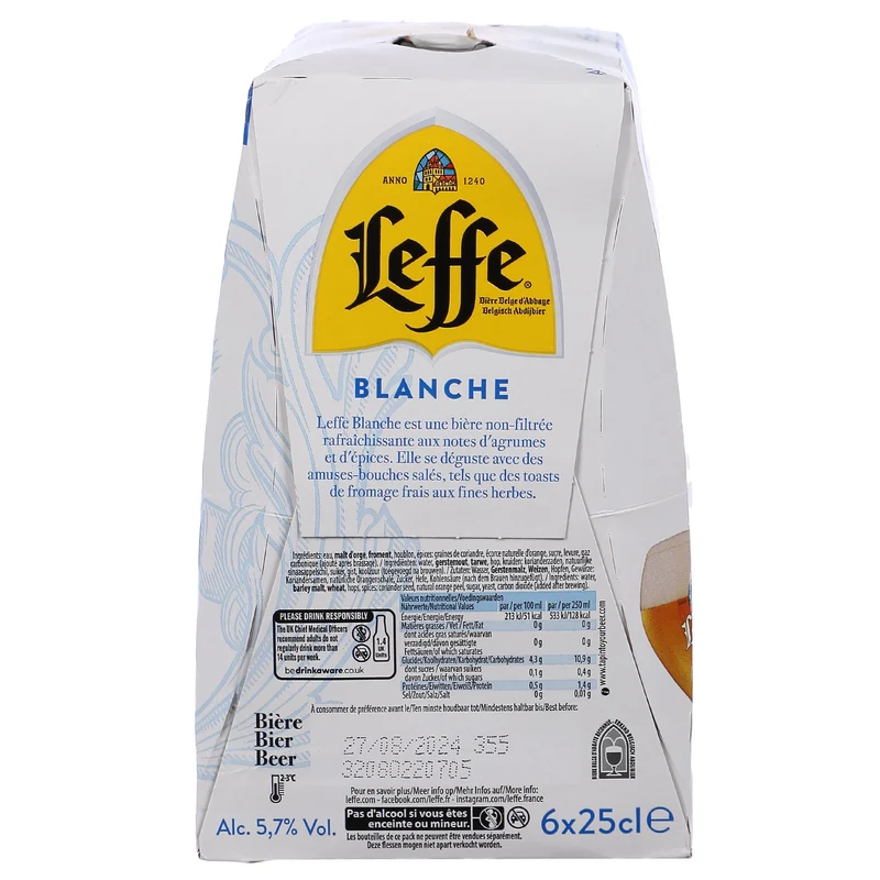 Pack 6 bières blanches 25 cl