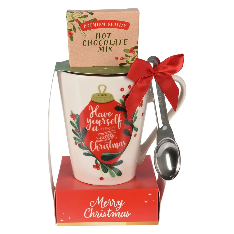 COFFRET MUG FESTIF DECOR NOEL AVEC CHOCOLAT EN POUDRE ASST