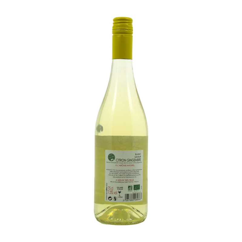 BOISSON À BASE DE VIN BLANC AROME CITRON GINGEMBRE 7.5% BIO