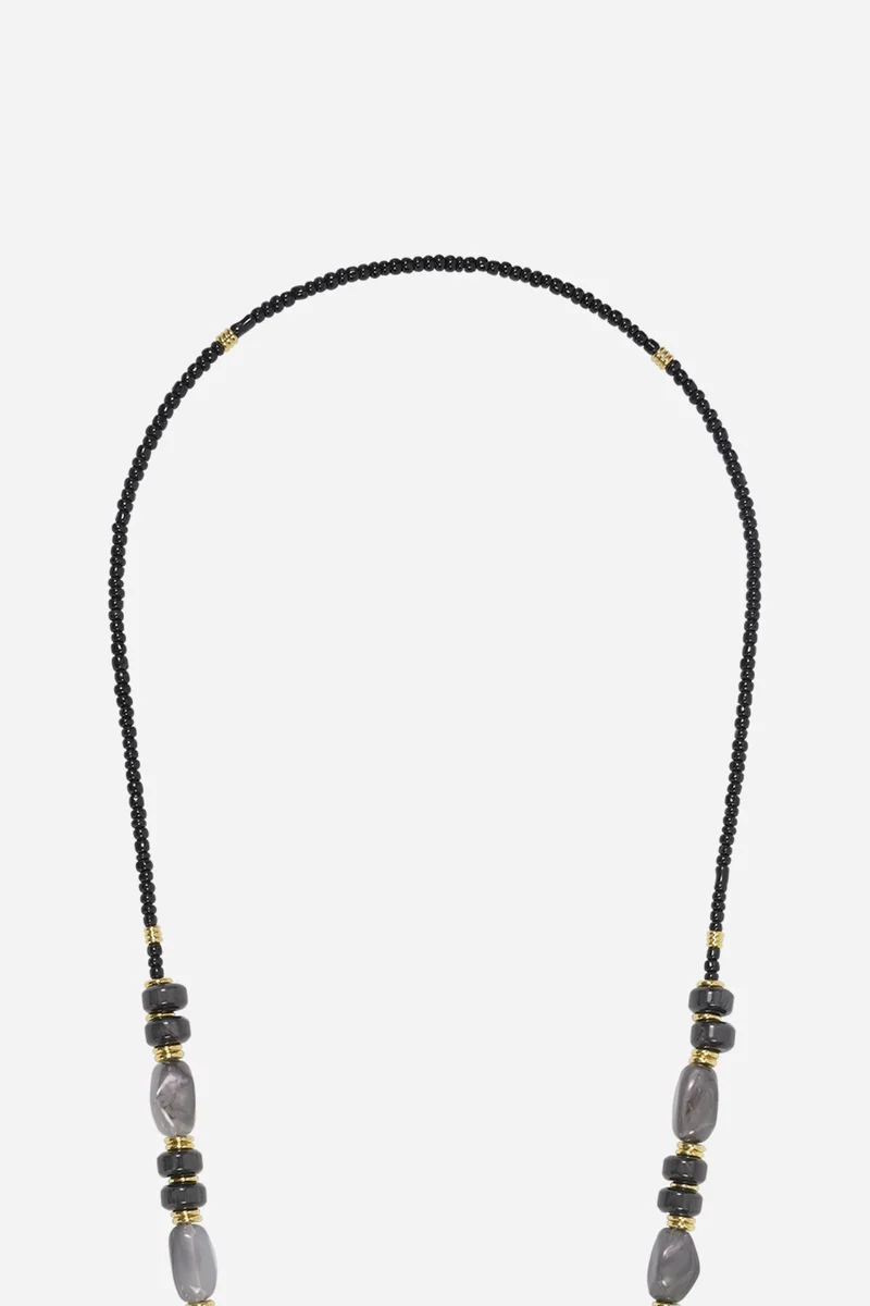 Chaîne de téléphone Chiara - Perles grises et noires