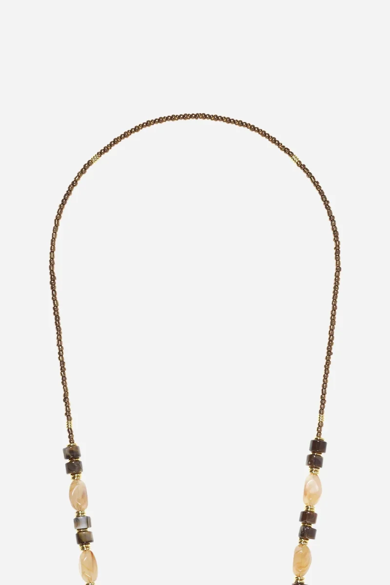Chaîne de téléphone Chiara - Perles bronze et marron