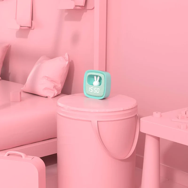 Réveil & veilleuse lapin Billy - turquoise