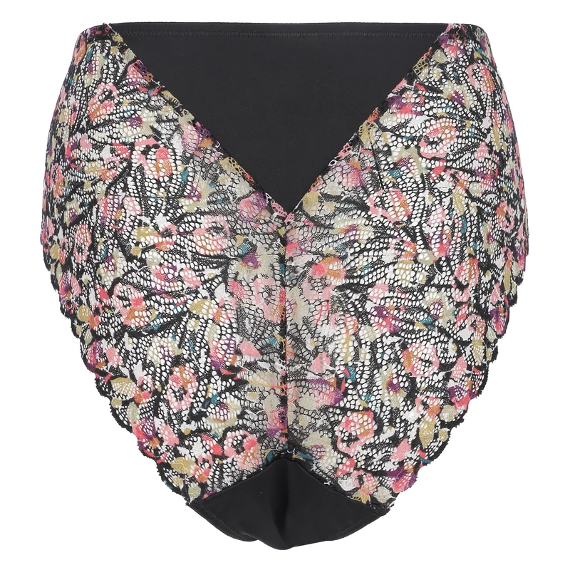 Slip dentelle imprimée noir